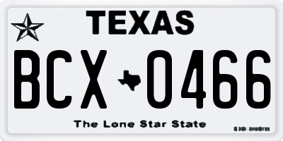 TX license plate BCX0466