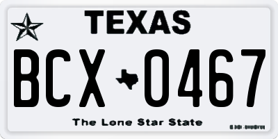 TX license plate BCX0467