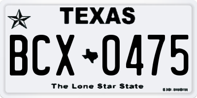 TX license plate BCX0475