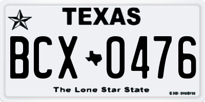 TX license plate BCX0476