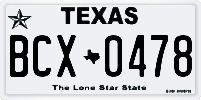 TX license plate BCX0478