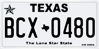 TX license plate BCX0480