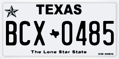 TX license plate BCX0485