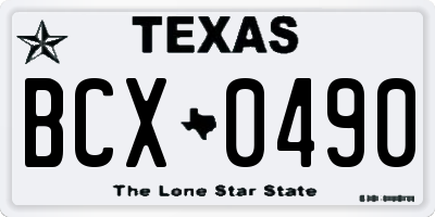 TX license plate BCX0490