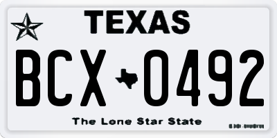 TX license plate BCX0492