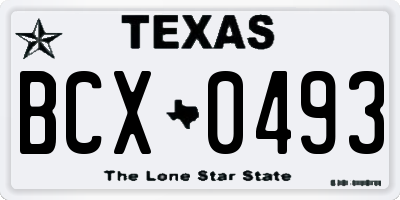 TX license plate BCX0493