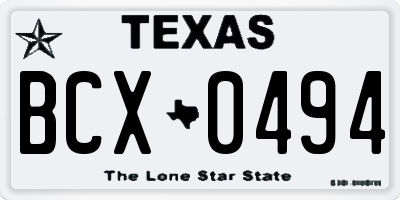 TX license plate BCX0494