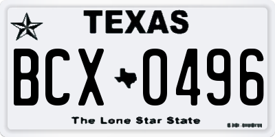 TX license plate BCX0496