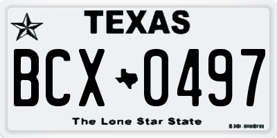 TX license plate BCX0497