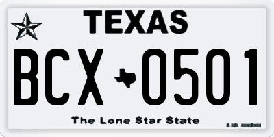 TX license plate BCX0501