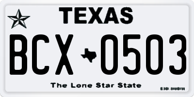 TX license plate BCX0503