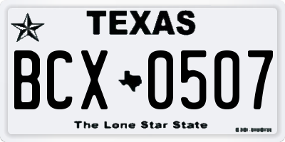 TX license plate BCX0507