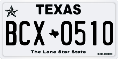 TX license plate BCX0510
