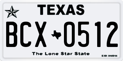 TX license plate BCX0512