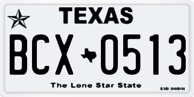 TX license plate BCX0513