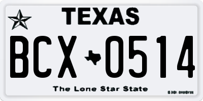 TX license plate BCX0514