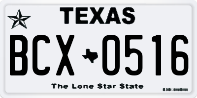 TX license plate BCX0516