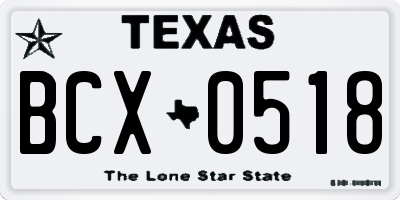 TX license plate BCX0518