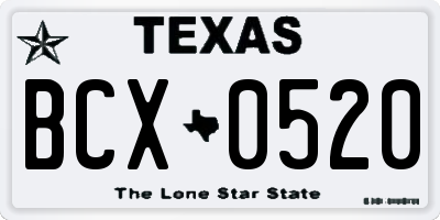TX license plate BCX0520