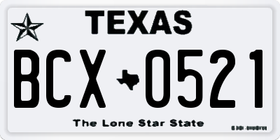 TX license plate BCX0521