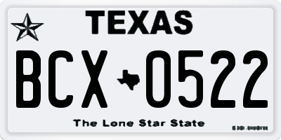 TX license plate BCX0522