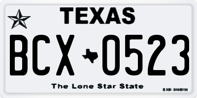 TX license plate BCX0523