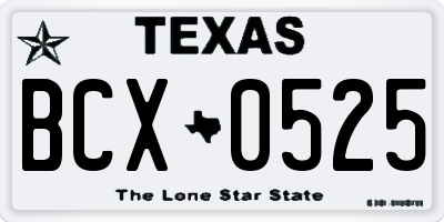 TX license plate BCX0525