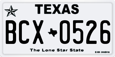 TX license plate BCX0526
