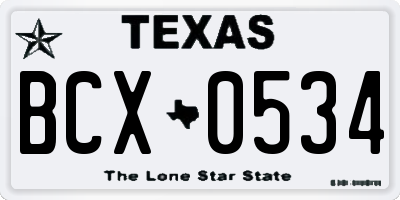 TX license plate BCX0534