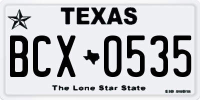 TX license plate BCX0535