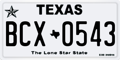 TX license plate BCX0543