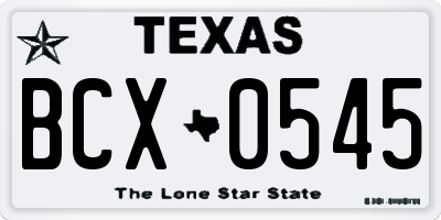 TX license plate BCX0545