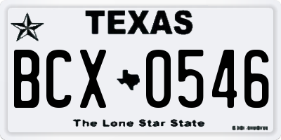 TX license plate BCX0546