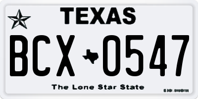TX license plate BCX0547