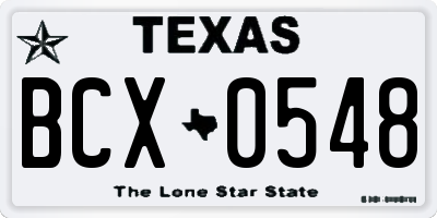 TX license plate BCX0548