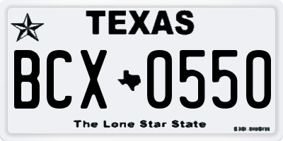 TX license plate BCX0550