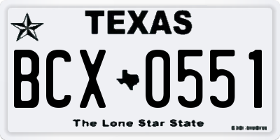 TX license plate BCX0551