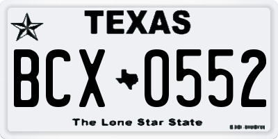 TX license plate BCX0552