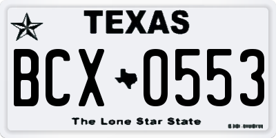 TX license plate BCX0553