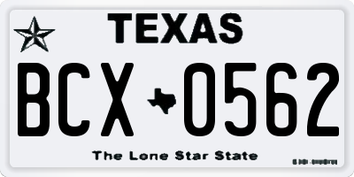 TX license plate BCX0562