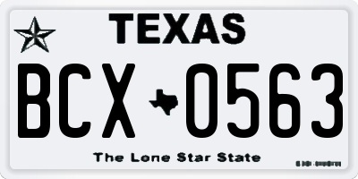 TX license plate BCX0563