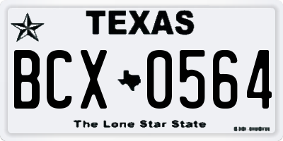 TX license plate BCX0564