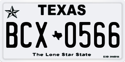 TX license plate BCX0566