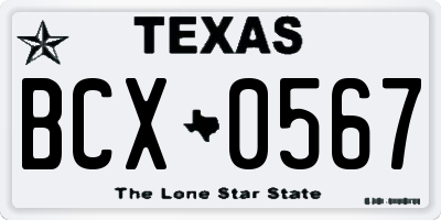 TX license plate BCX0567