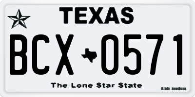 TX license plate BCX0571