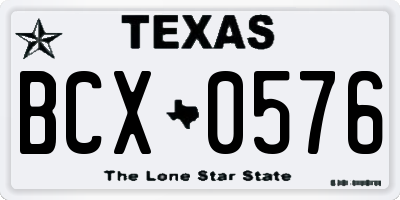 TX license plate BCX0576