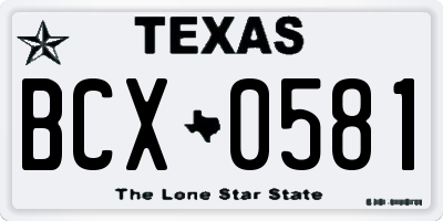 TX license plate BCX0581