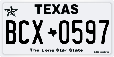 TX license plate BCX0597
