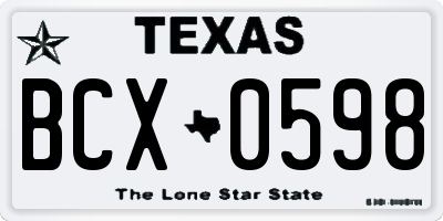 TX license plate BCX0598