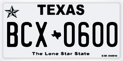 TX license plate BCX0600